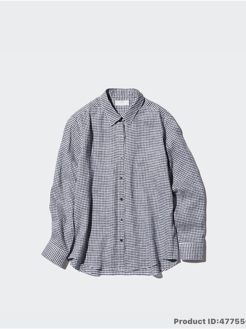 Uniqlo Navy and White Gingham Button-Down Linen Shirt